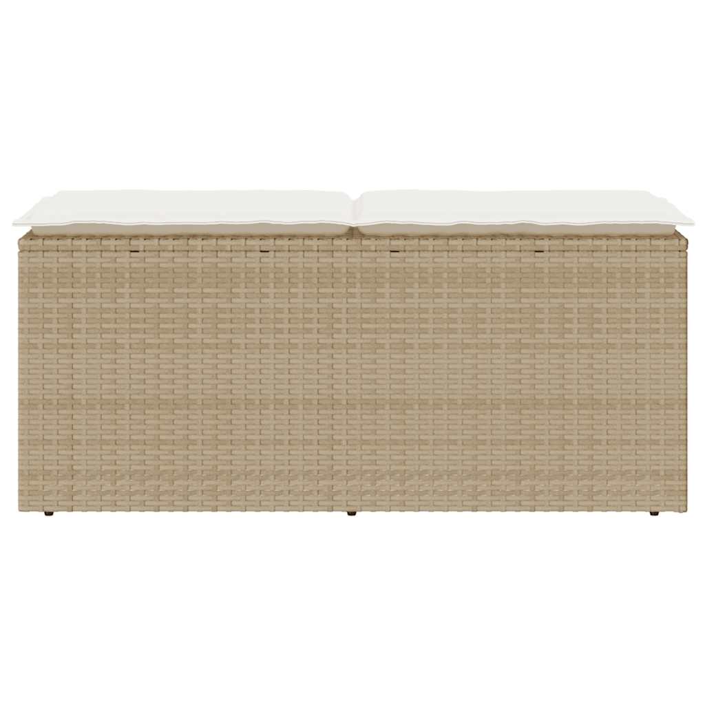 vidaXL Ławka ogrodowa z poduszką beżowa 110x40x44 cm polirattan
