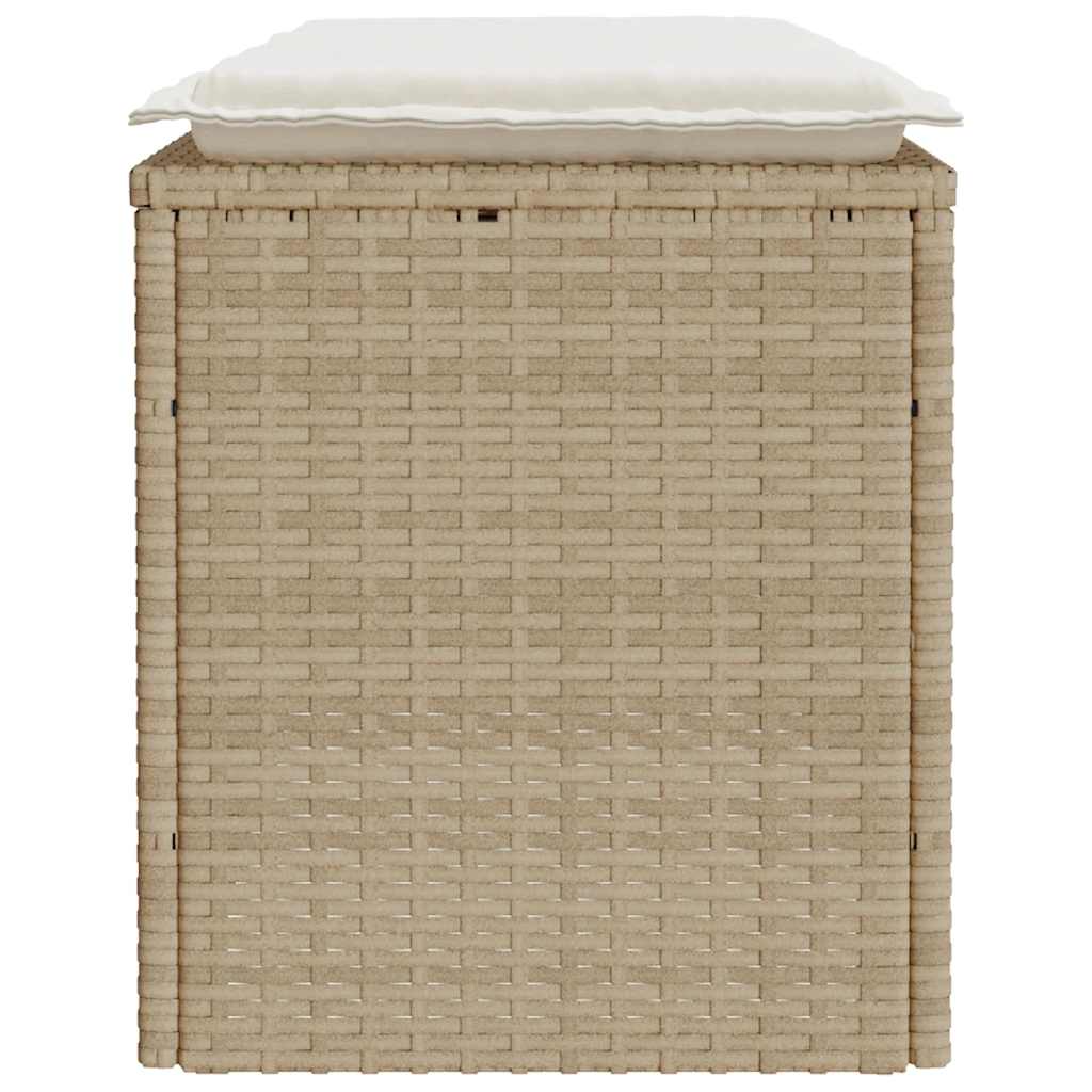 vidaXL Ławka ogrodowa z poduszką beżowa 110x40x44 cm polirattan