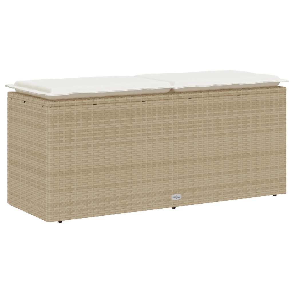 vidaXL Ławka ogrodowa z poduszką beżowa 110x40x44 cm polirattan