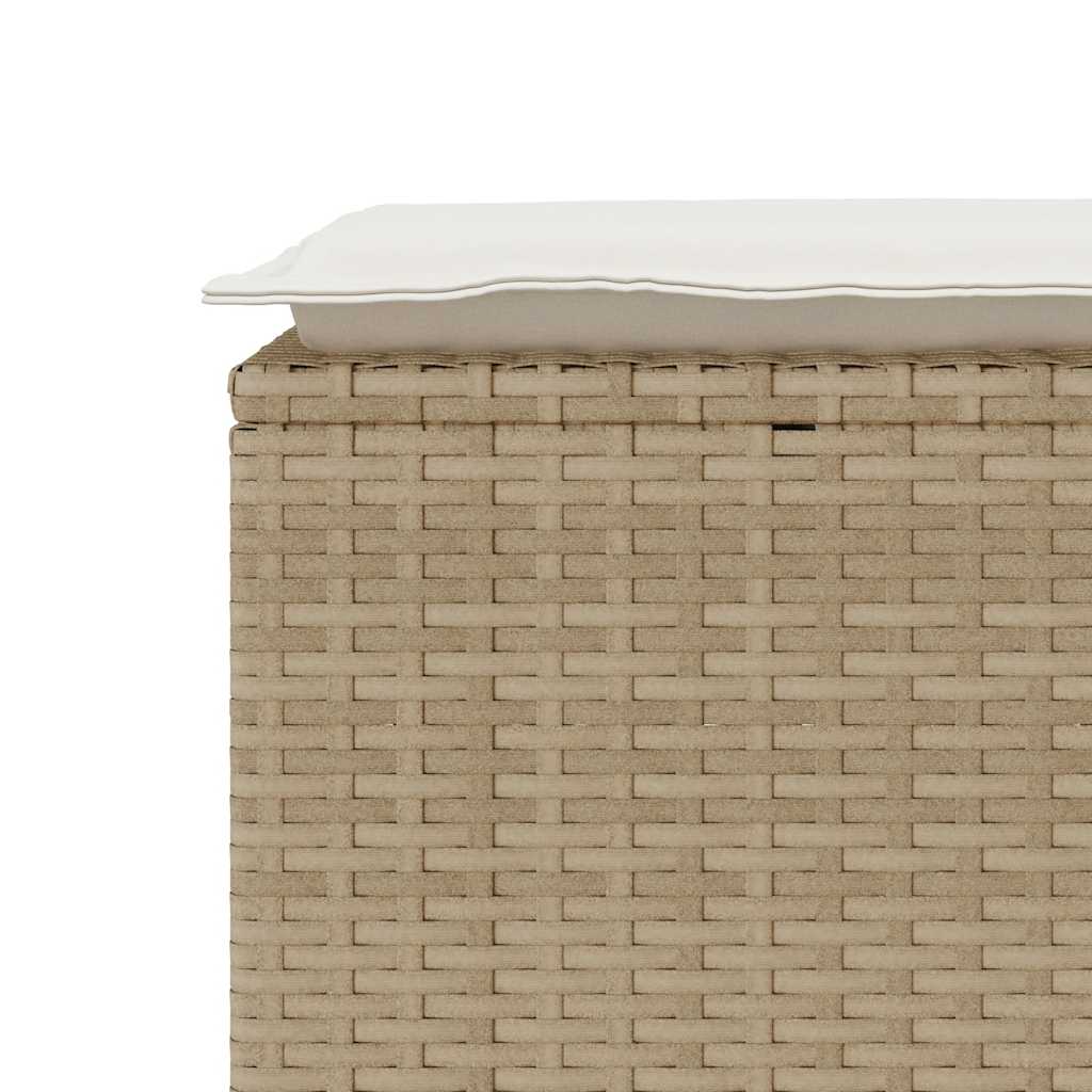 vidaXL Ławka ogrodowa z poduszką beżowa 110x40x44 cm polirattan
