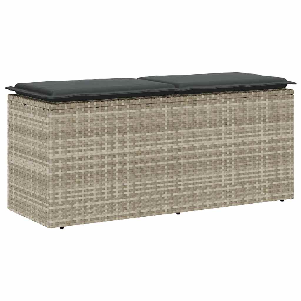 vidaXL Ławka ogrodowa z poduszką Jasnoszara 110x40x44 cm Polirattan