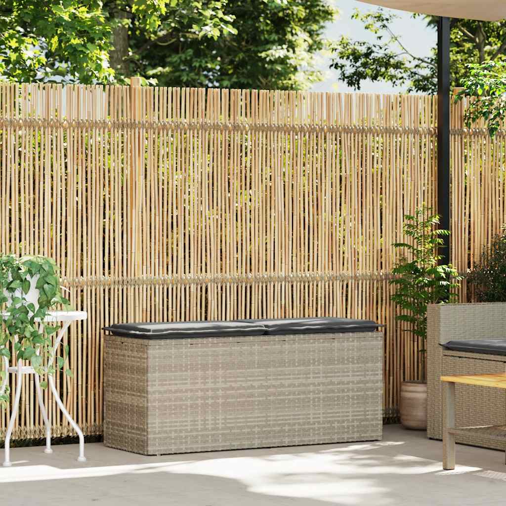 vidaXL Ławka ogrodowa z poduszką Jasnoszara 110x40x44 cm Polirattan