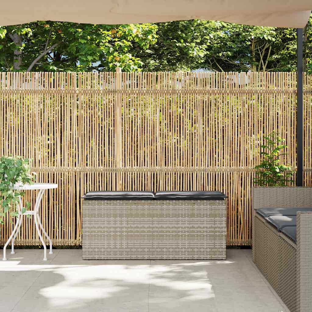 vidaXL Ławka ogrodowa z poduszką Jasnoszara 110x40x44 cm Polirattan