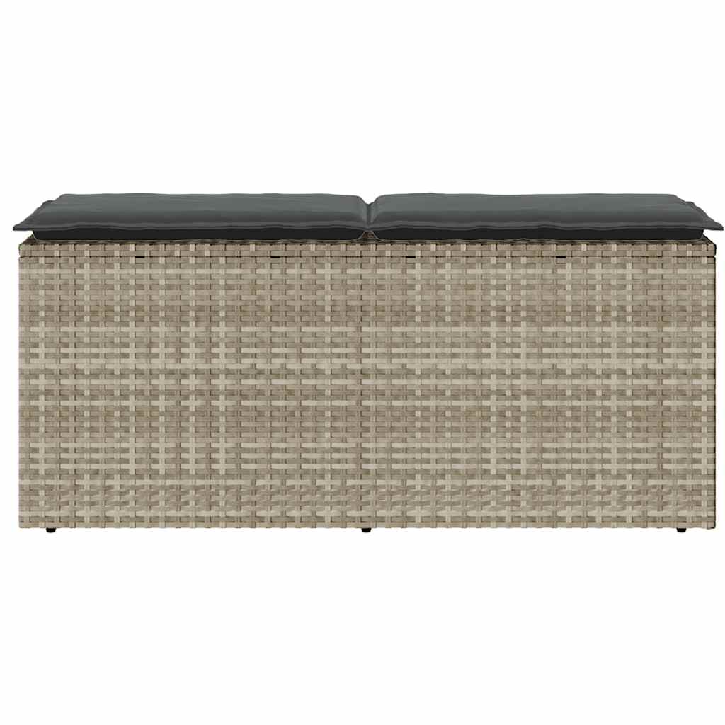 vidaXL Ławka ogrodowa z poduszką Jasnoszara 110x40x44 cm Polirattan