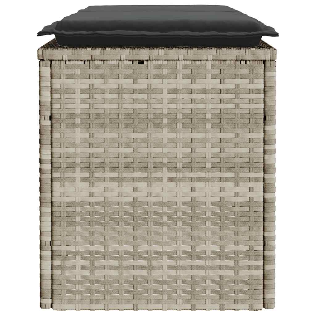 vidaXL Ławka ogrodowa z poduszką Jasnoszara 110x40x44 cm Polirattan