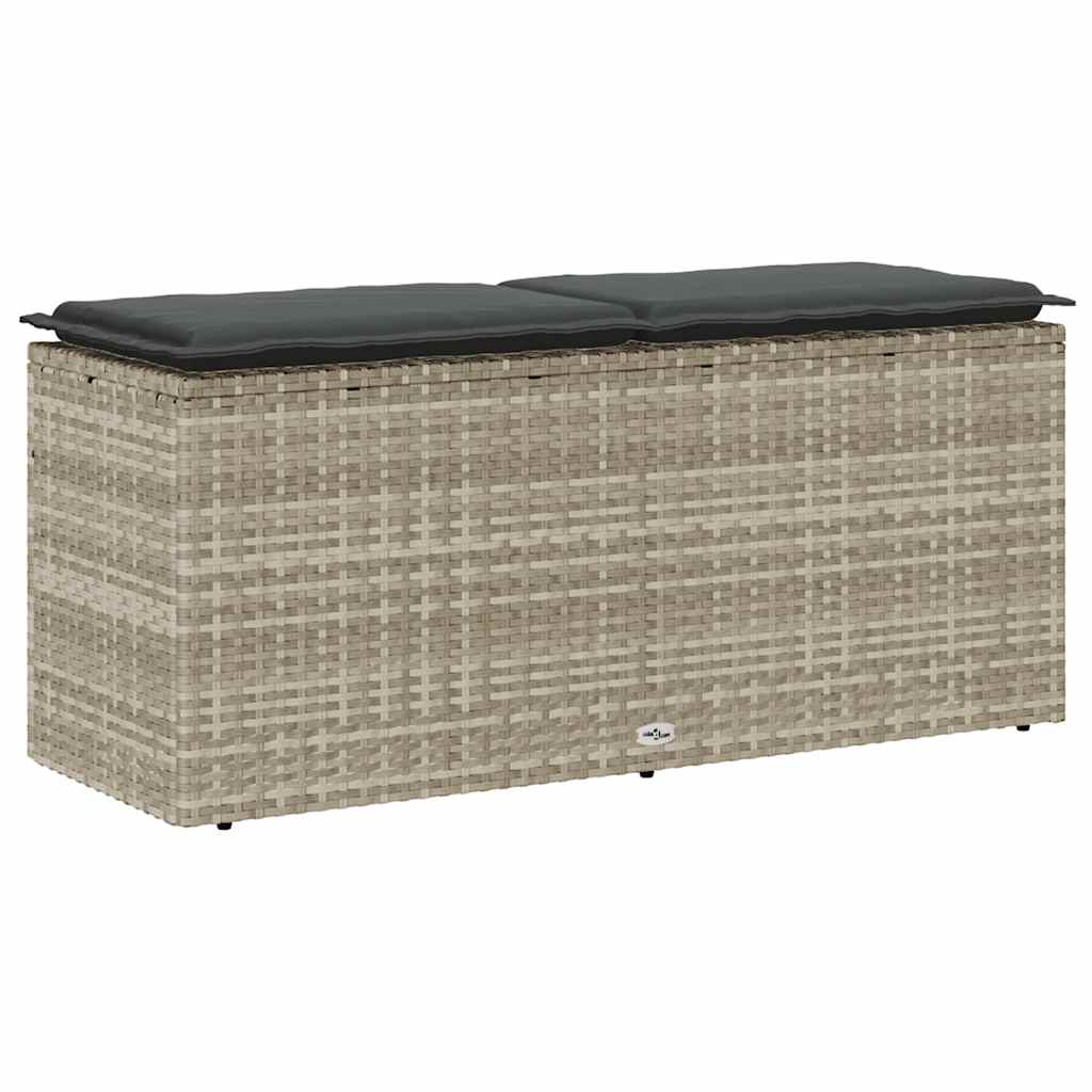 vidaXL Ławka ogrodowa z poduszką Jasnoszara 110x40x44 cm Polirattan