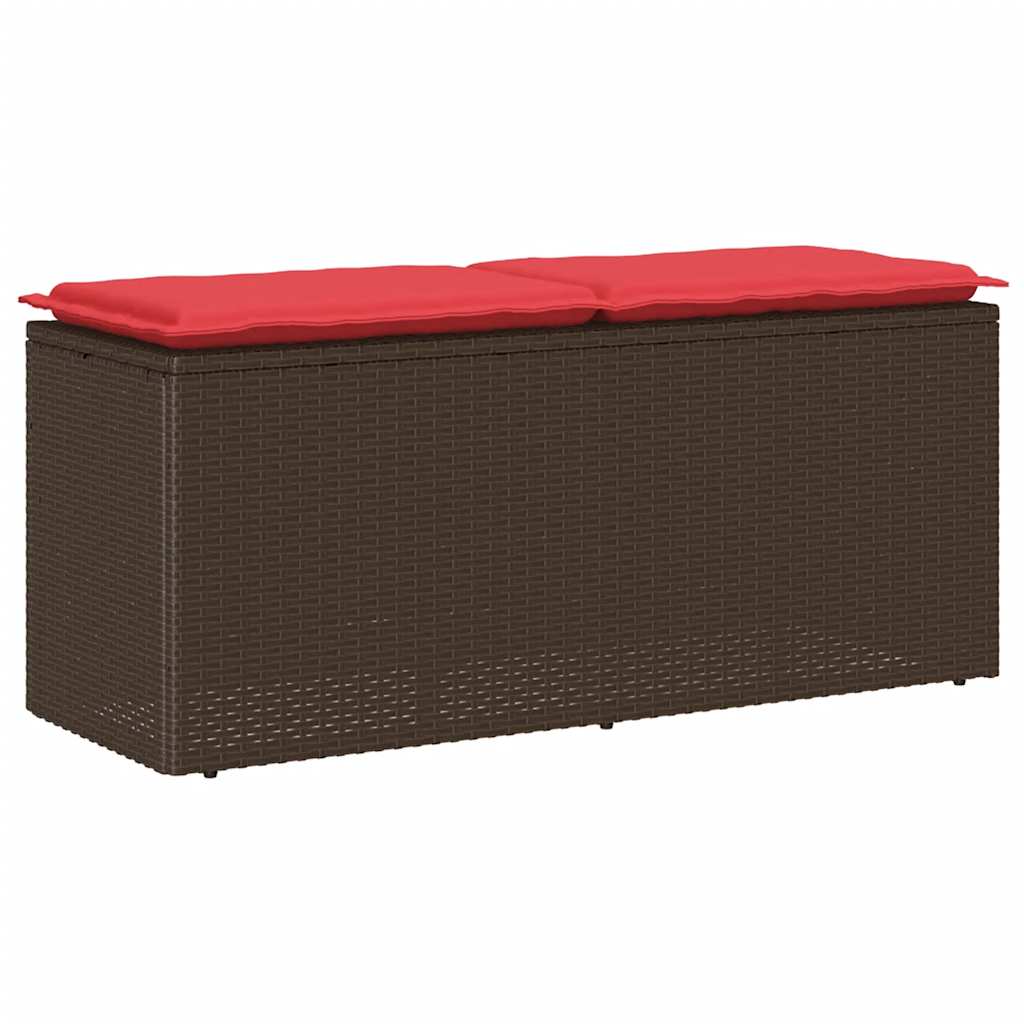 vidaXL Ławka ogrodowa z poduszką Brązowa 110x40x44 cm Polirattan