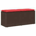 vidaXL Ławka ogrodowa z poduszką Brązowa 110x40x44 cm Polirattan