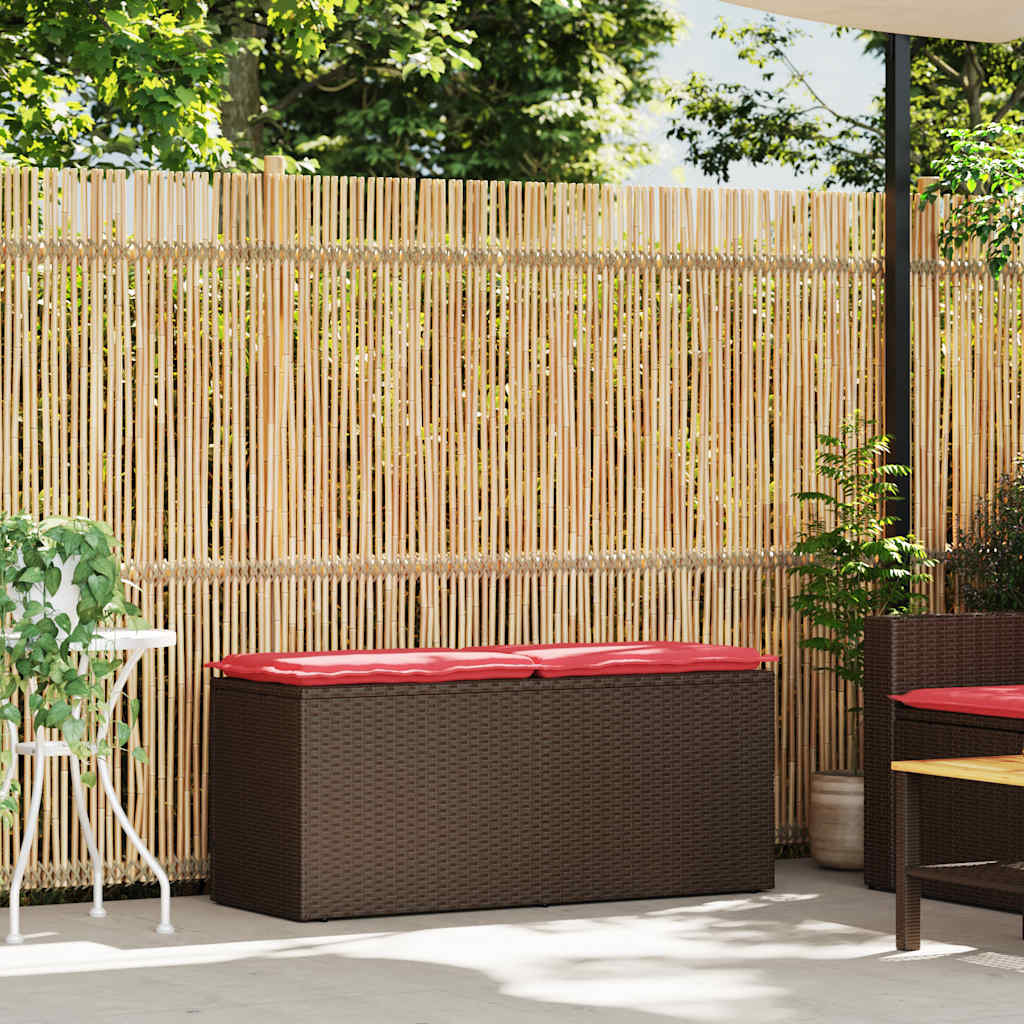 vidaXL Ławka ogrodowa z poduszką Brązowa 110x40x44 cm Polirattan