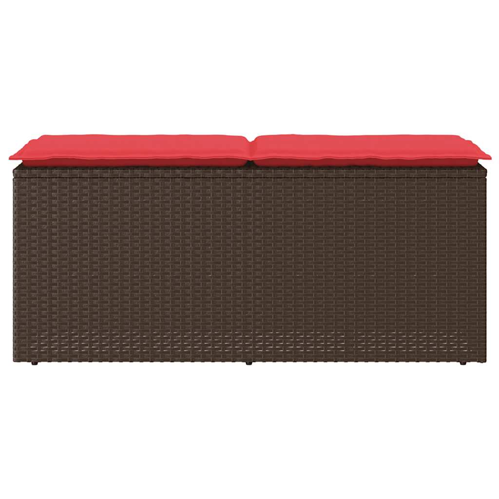 vidaXL Ławka ogrodowa z poduszką Brązowa 110x40x44 cm Polirattan