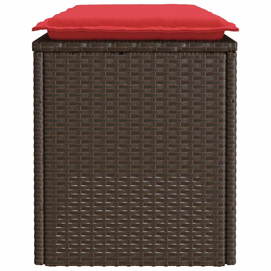 vidaXL Ławka ogrodowa z poduszką Brązowa 110x40x44 cm Polirattan