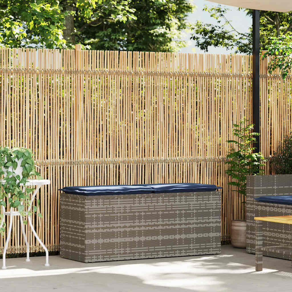 vidaXL Ławka ogrodowa z poduszką Szara 110x40x44 cm Polirattan