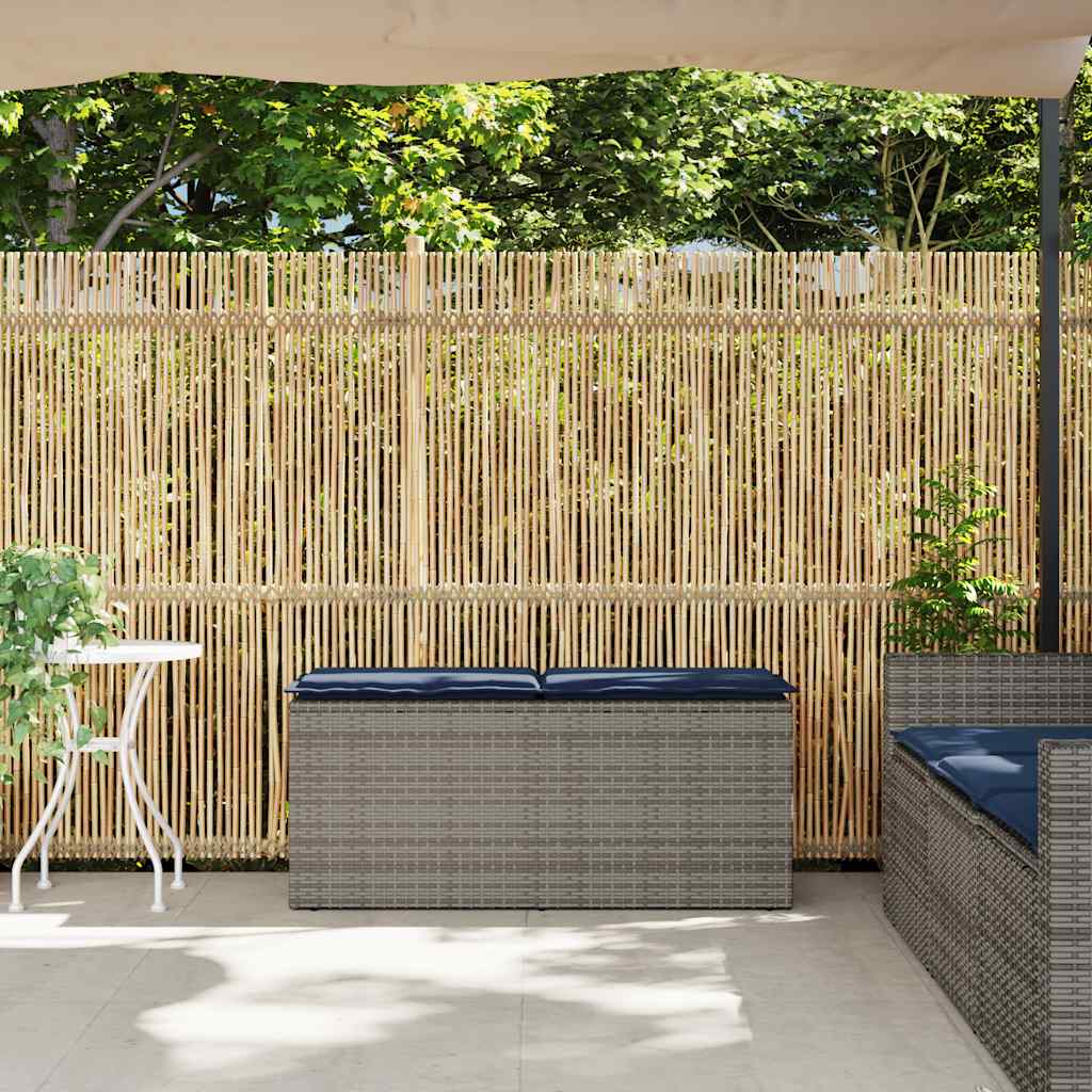 vidaXL Ławka ogrodowa z poduszką Szara 110x40x44 cm Polirattan