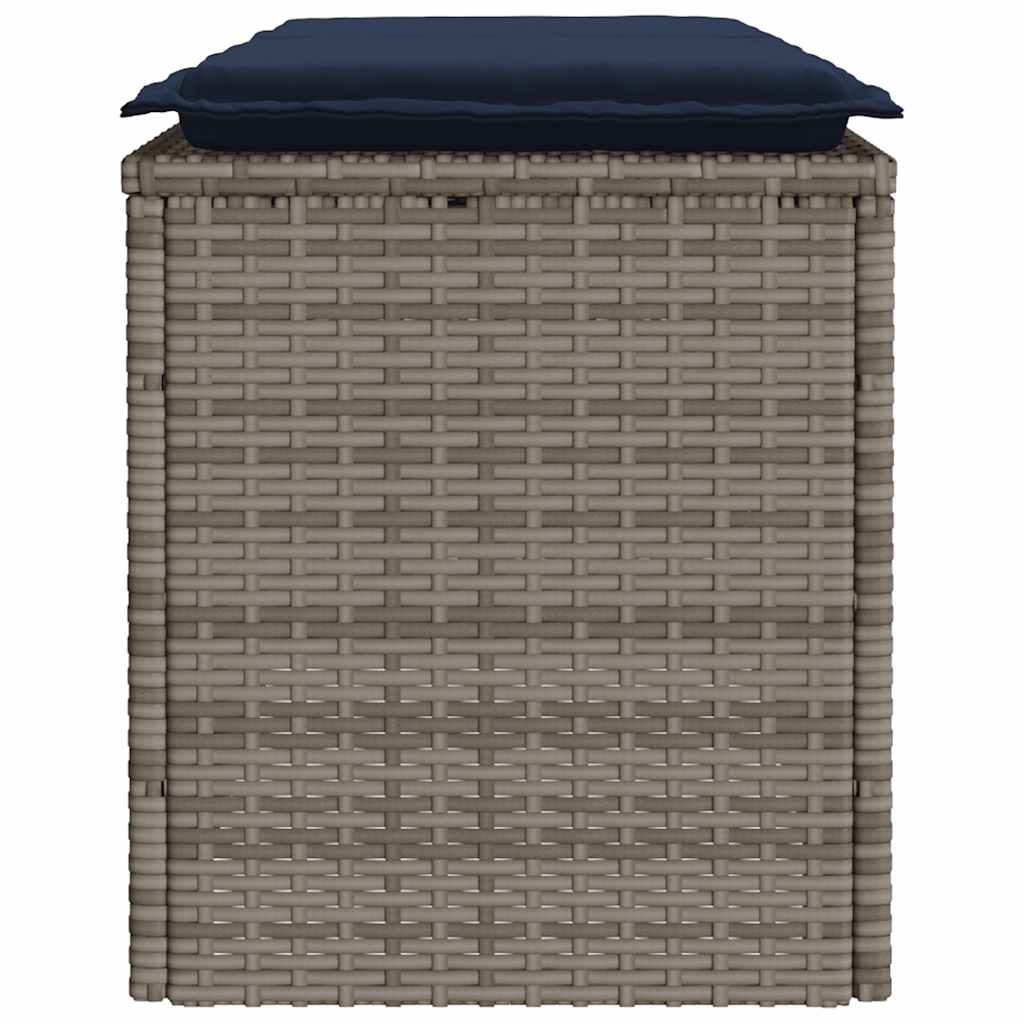 vidaXL Ławka ogrodowa z poduszką Szara 110x40x44 cm Polirattan