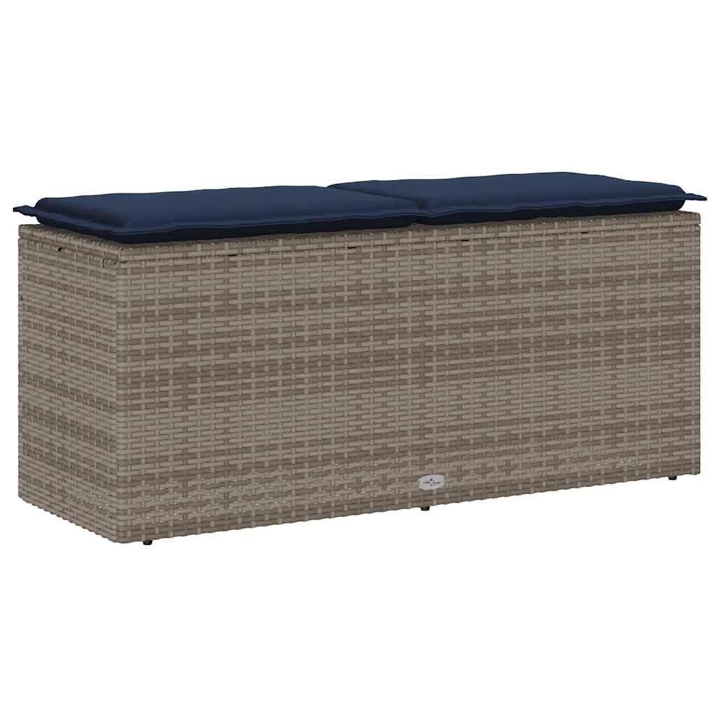 vidaXL Ławka ogrodowa z poduszką Szara 110x40x44 cm Polirattan
