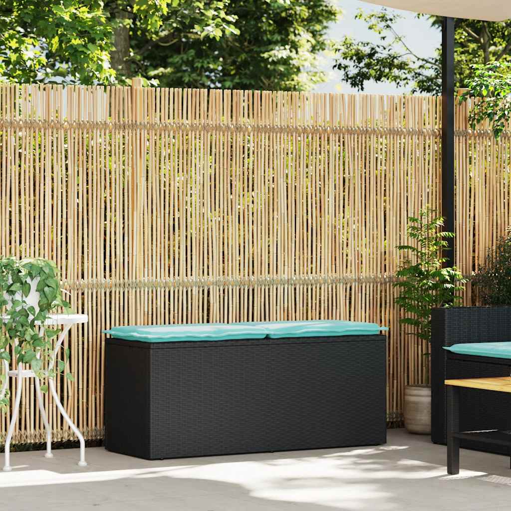vidaXL Ławka ogrodowa z poduszką Czarna 110x40x44 cm Polirattan