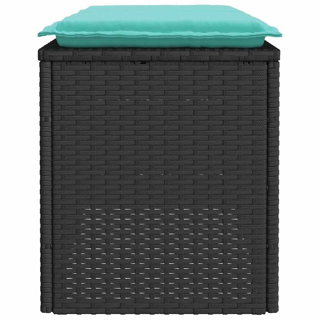 vidaXL Ławka ogrodowa z poduszką Czarna 110x40x44 cm Polirattan
