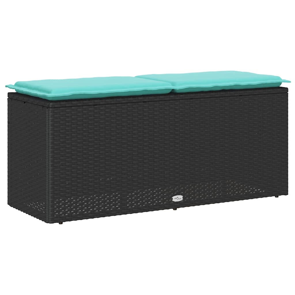 vidaXL Ławka ogrodowa z poduszką Czarna 110x40x44 cm Polirattan