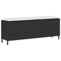 vidaXL Ławka ogrodowa z poduszką Czarna 110x30x40,5 cm Polirattan