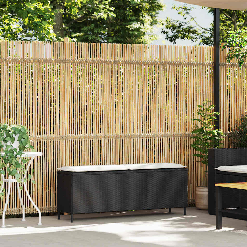 vidaXL Ławka ogrodowa z poduszką Czarna 110x30x40,5 cm Polirattan