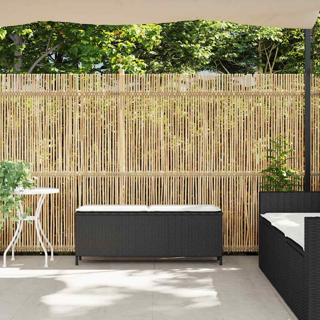vidaXL Ławka ogrodowa z poduszką Czarna 110x30x40,5 cm Polirattan