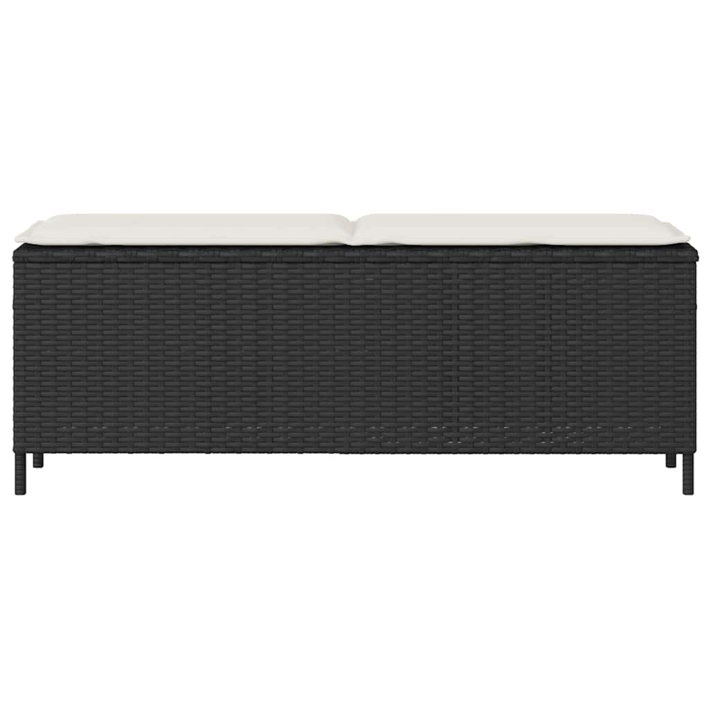 vidaXL Ławka ogrodowa z poduszką Czarna 110x30x40,5 cm Polirattan