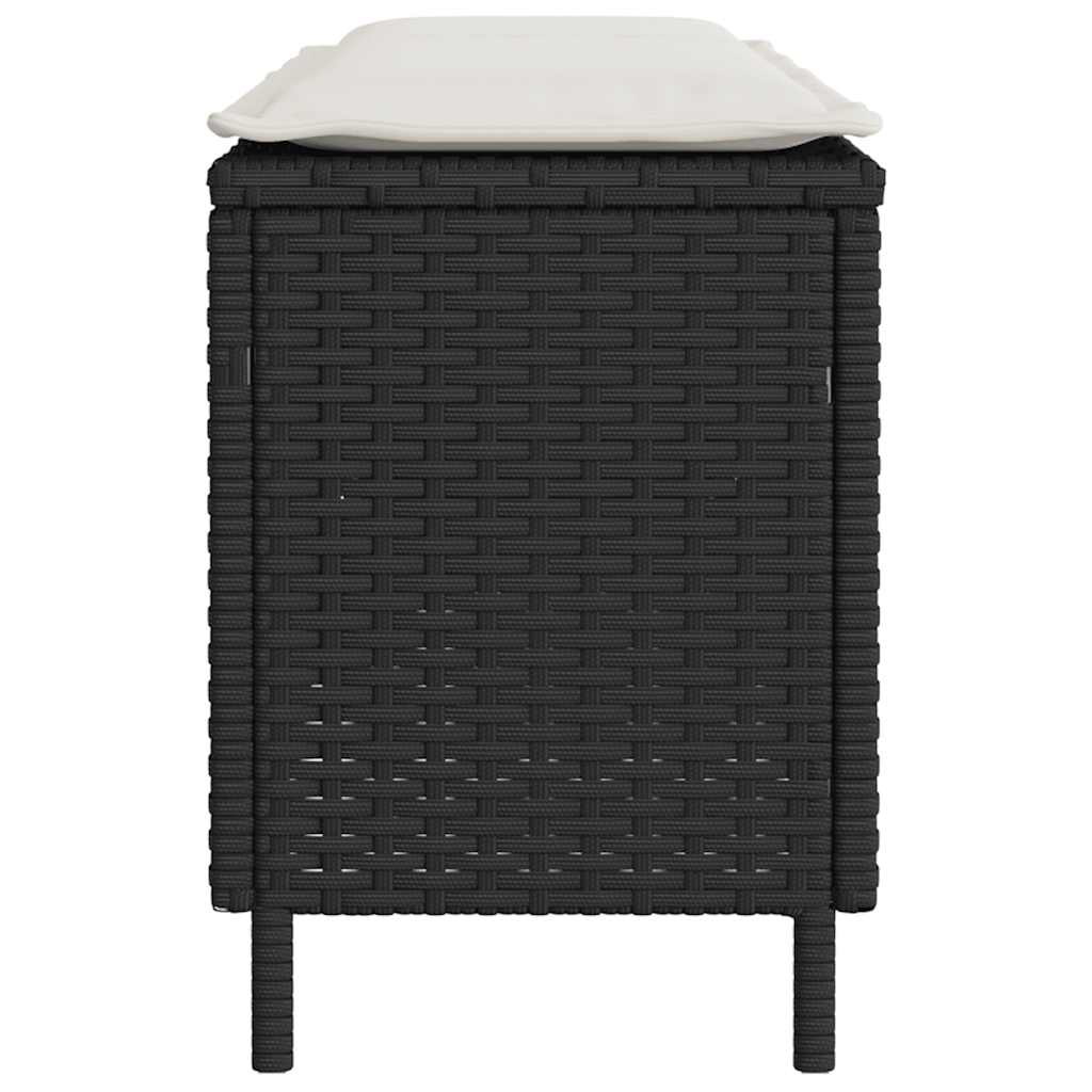 vidaXL Ławka ogrodowa z poduszką Czarna 110x30x40,5 cm Polirattan