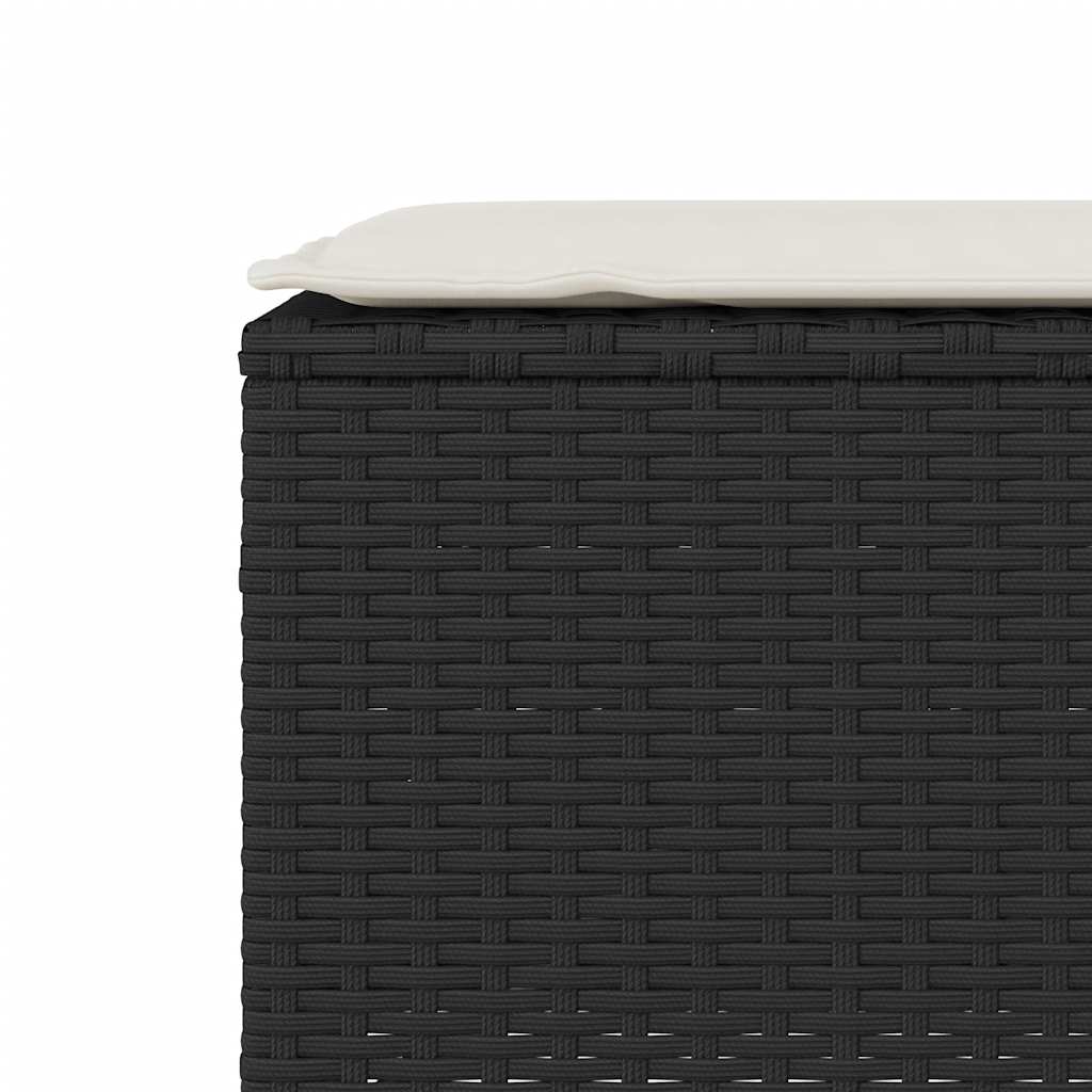 vidaXL Ławka ogrodowa z poduszką Czarna 110x30x40,5 cm Polirattan