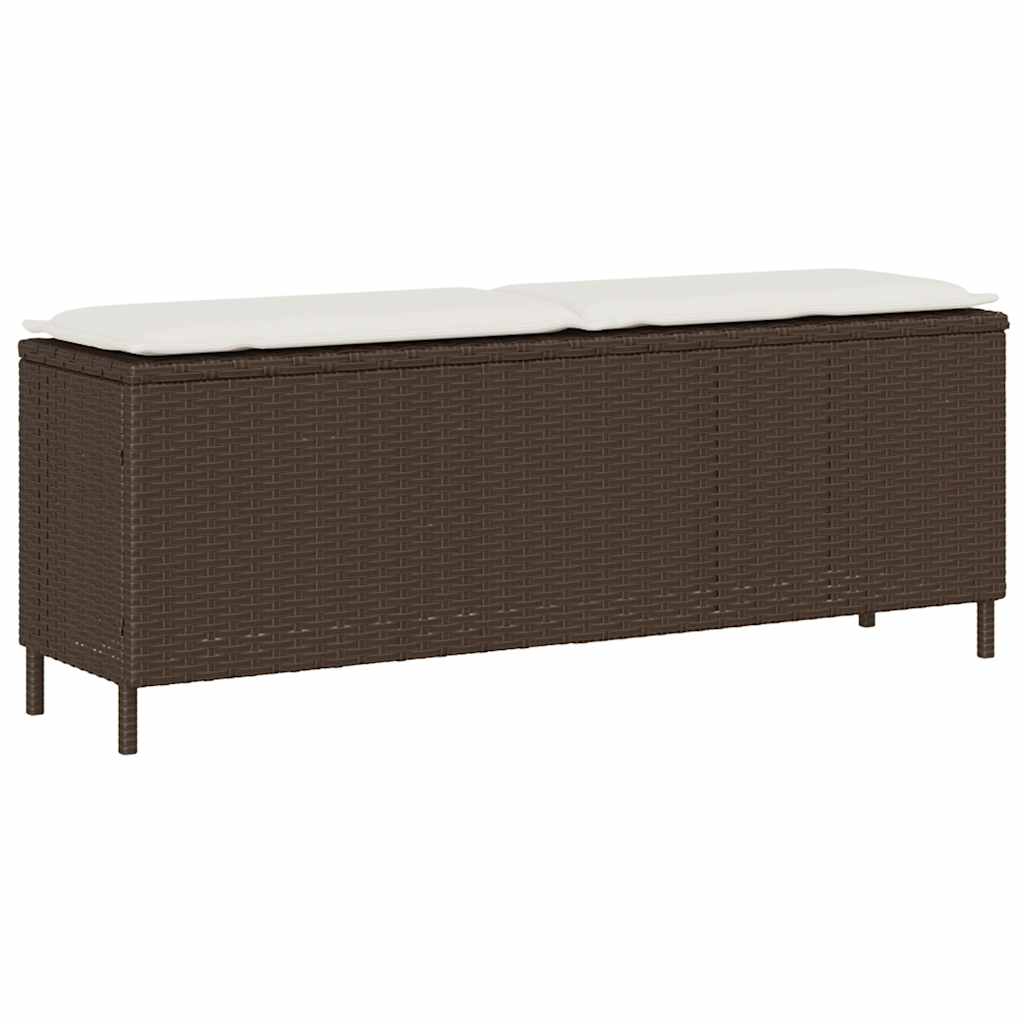 vidaXL Ławka ogrodowa z poduszką Brązowa 110x30x40,5 cm Polirattan
