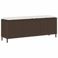 vidaXL Ławka ogrodowa z poduszką Brązowa 110x30x40,5 cm Polirattan