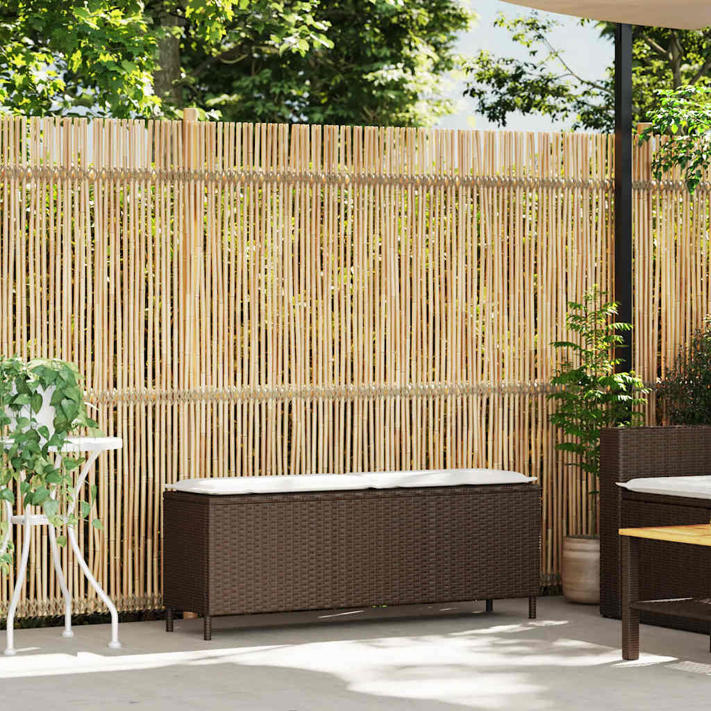vidaXL Ławka ogrodowa z poduszką Brązowa 110x30x40,5 cm Polirattan