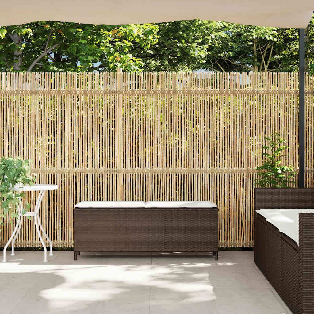 vidaXL Ławka ogrodowa z poduszką Brązowa 110x30x40,5 cm Polirattan