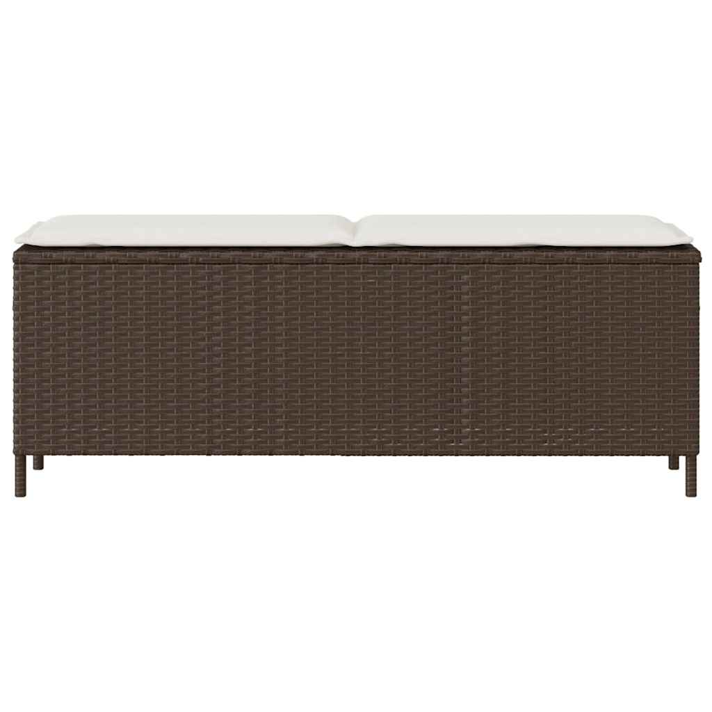 vidaXL Ławka ogrodowa z poduszką Brązowa 110x30x40,5 cm Polirattan