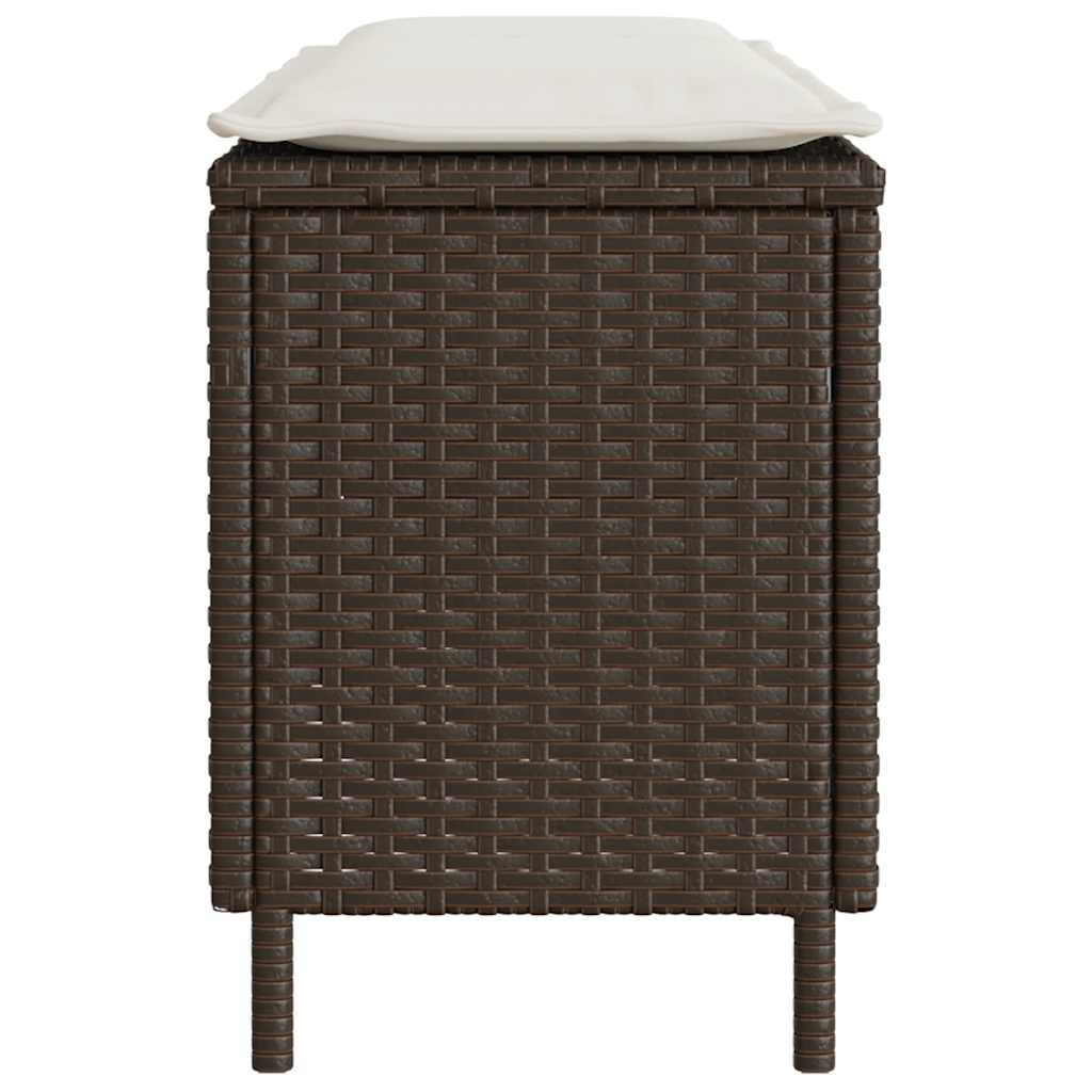 vidaXL Ławka ogrodowa z poduszką Brązowa 110x30x40,5 cm Polirattan