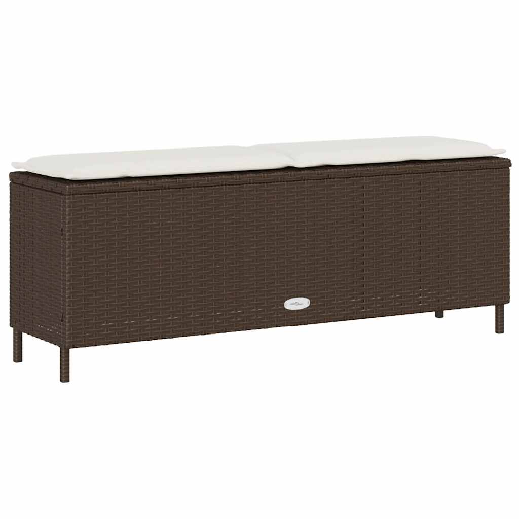 vidaXL Ławka ogrodowa z poduszką Brązowa 110x30x40,5 cm Polirattan