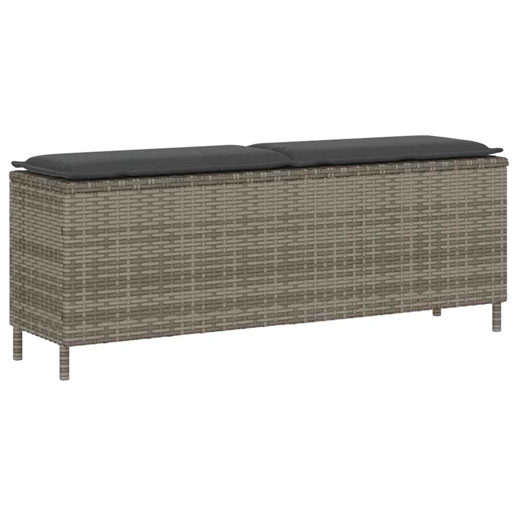 vidaXL Ławka ogrodowa z poduszką Szara 110x30x40,5 cm Polirattan