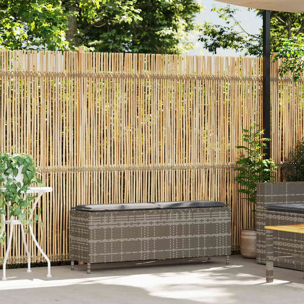 vidaXL Ławka ogrodowa z poduszką Szara 110x30x40,5 cm Polirattan