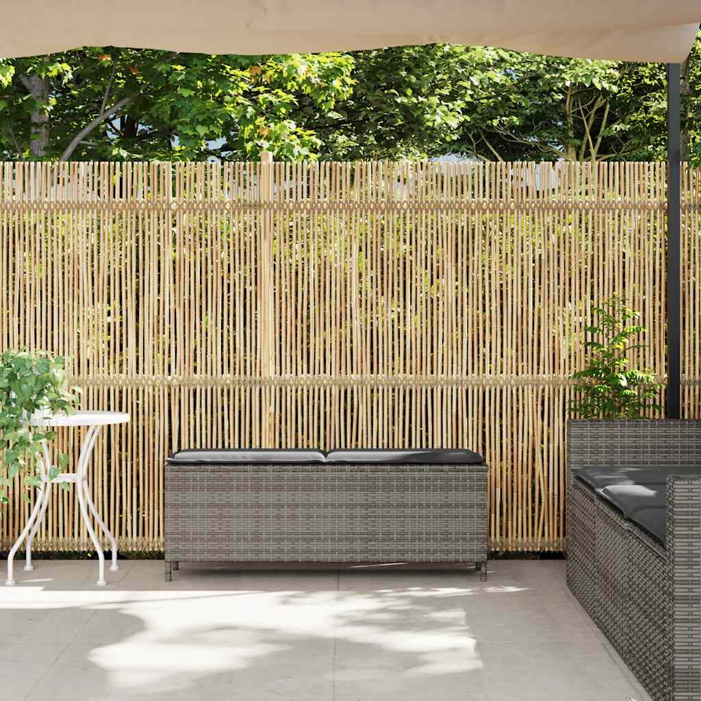 vidaXL Ławka ogrodowa z poduszką Szara 110x30x40,5 cm Polirattan