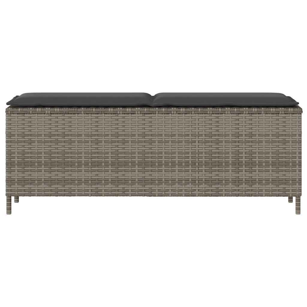 vidaXL Ławka ogrodowa z poduszką Szara 110x30x40,5 cm Polirattan