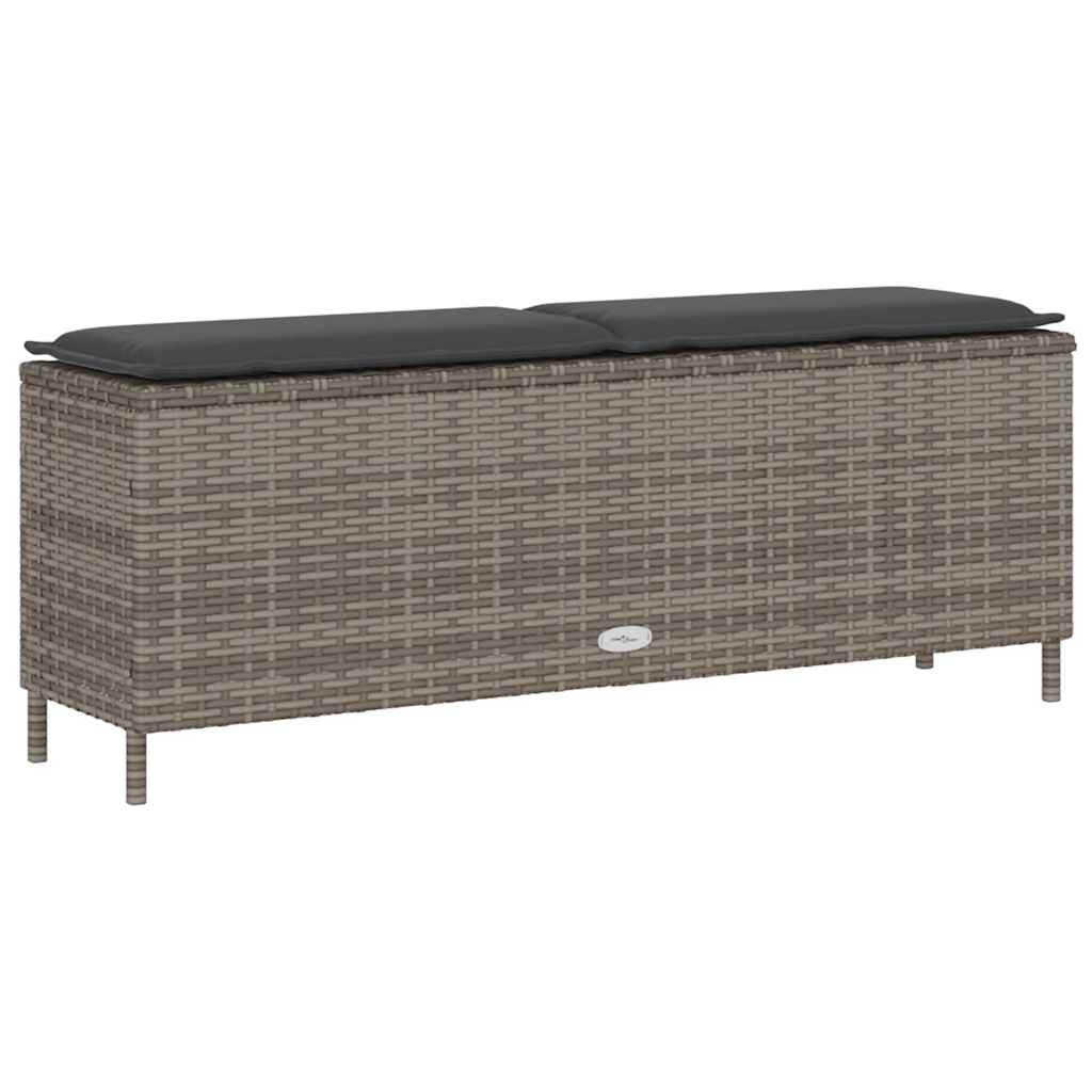 vidaXL Ławka ogrodowa z poduszką Szara 110x30x40,5 cm Polirattan