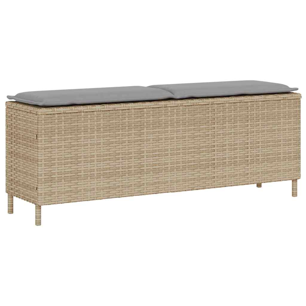 vidaXL Ławka ogrodowa z poduszką beżowa 110x30x40,5 cm polirattan
