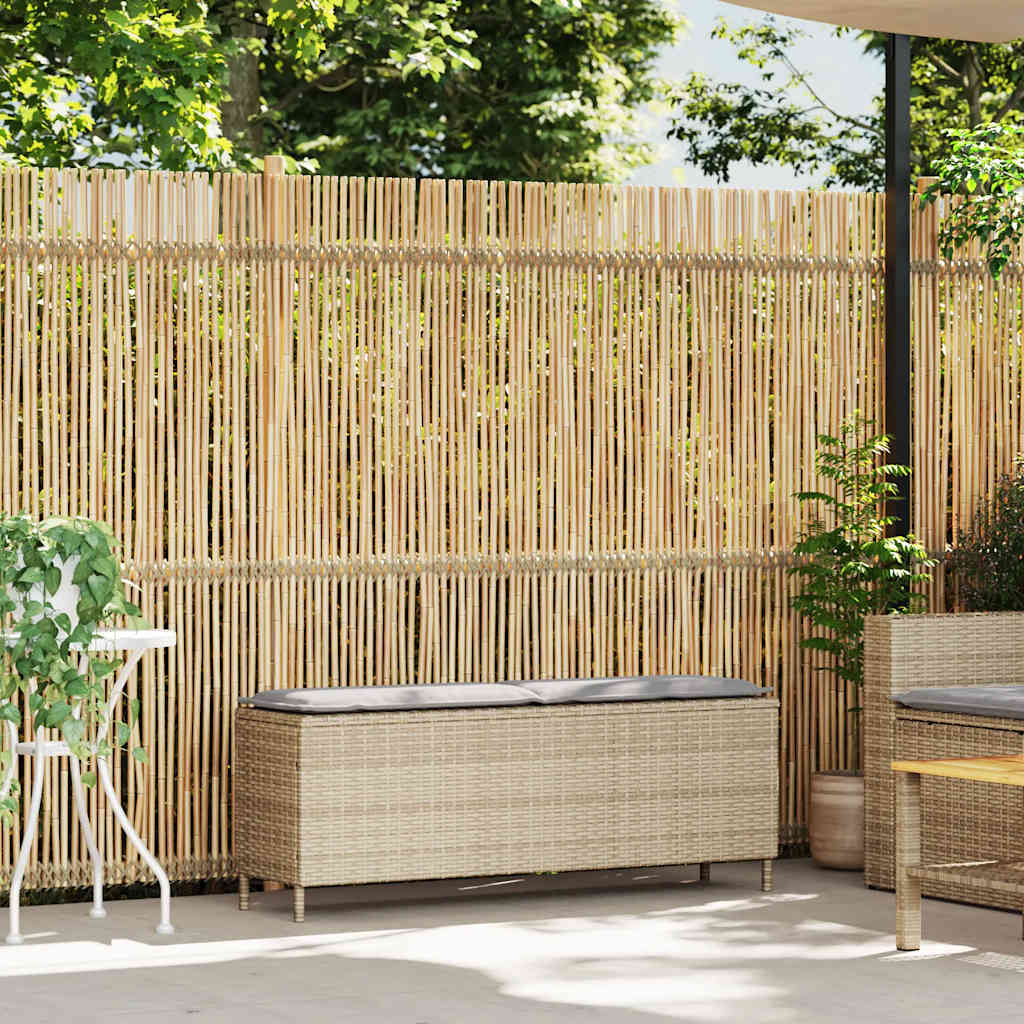 vidaXL Ławka ogrodowa z poduszką beżowa 110x30x40,5 cm polirattan