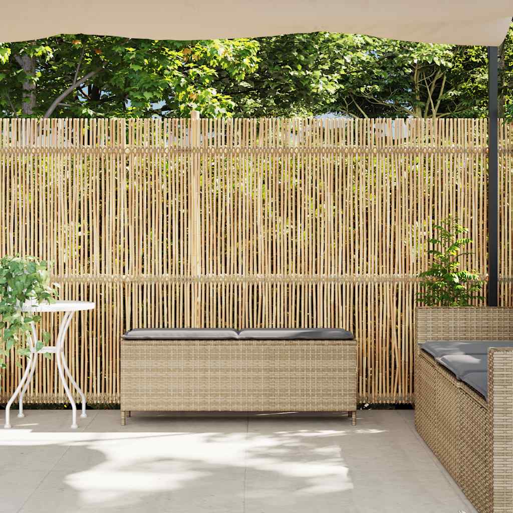 vidaXL Ławka ogrodowa z poduszką beżowa 110x30x40,5 cm polirattan