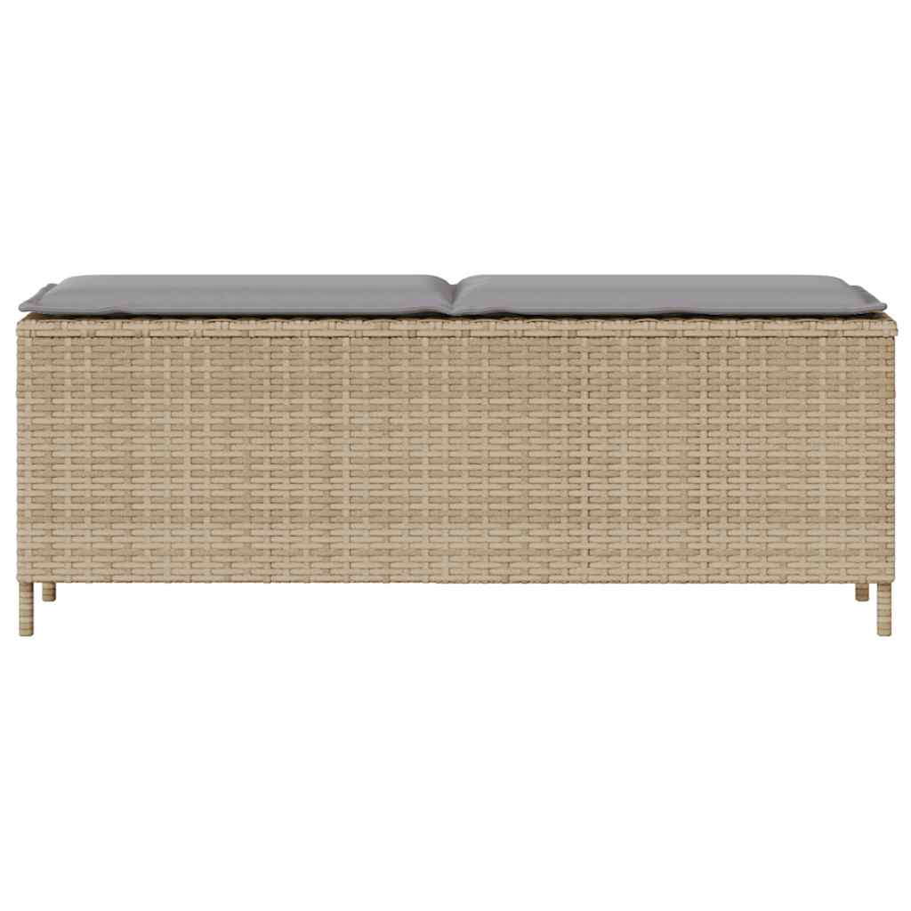 vidaXL Ławka ogrodowa z poduszką beżowa 110x30x40,5 cm polirattan