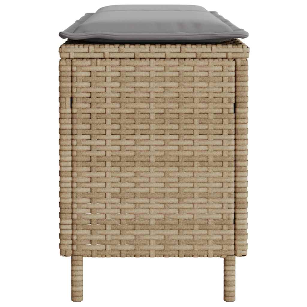 vidaXL Ławka ogrodowa z poduszką beżowa 110x30x40,5 cm polirattan