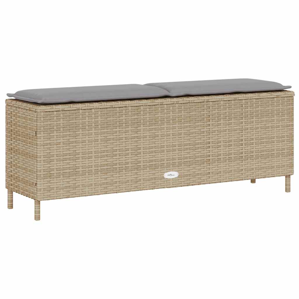 vidaXL Ławka ogrodowa z poduszką beżowa 110x30x40,5 cm polirattan