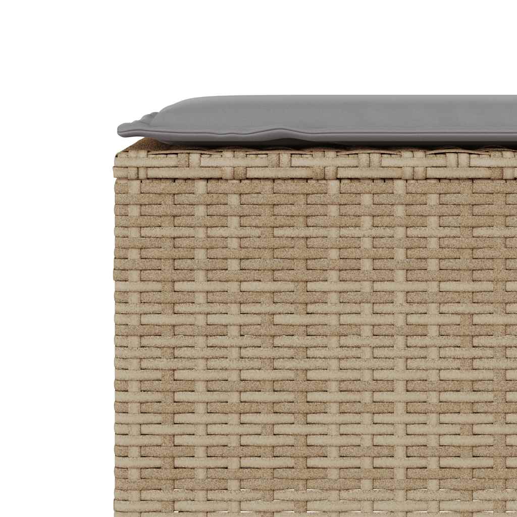 vidaXL Ławka ogrodowa z poduszką beżowa 110x30x40,5 cm polirattan