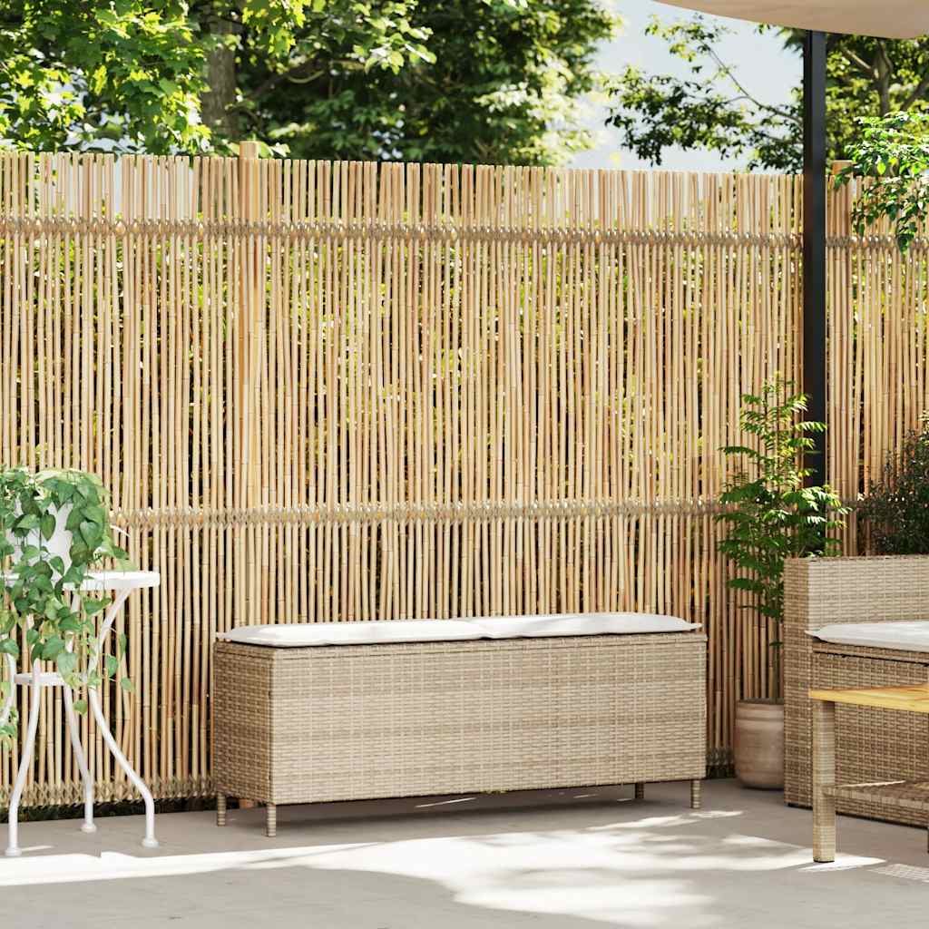 vidaXL Ławka ogrodowa z poduszką beżowa 110x30x40,5 cm polirattan
