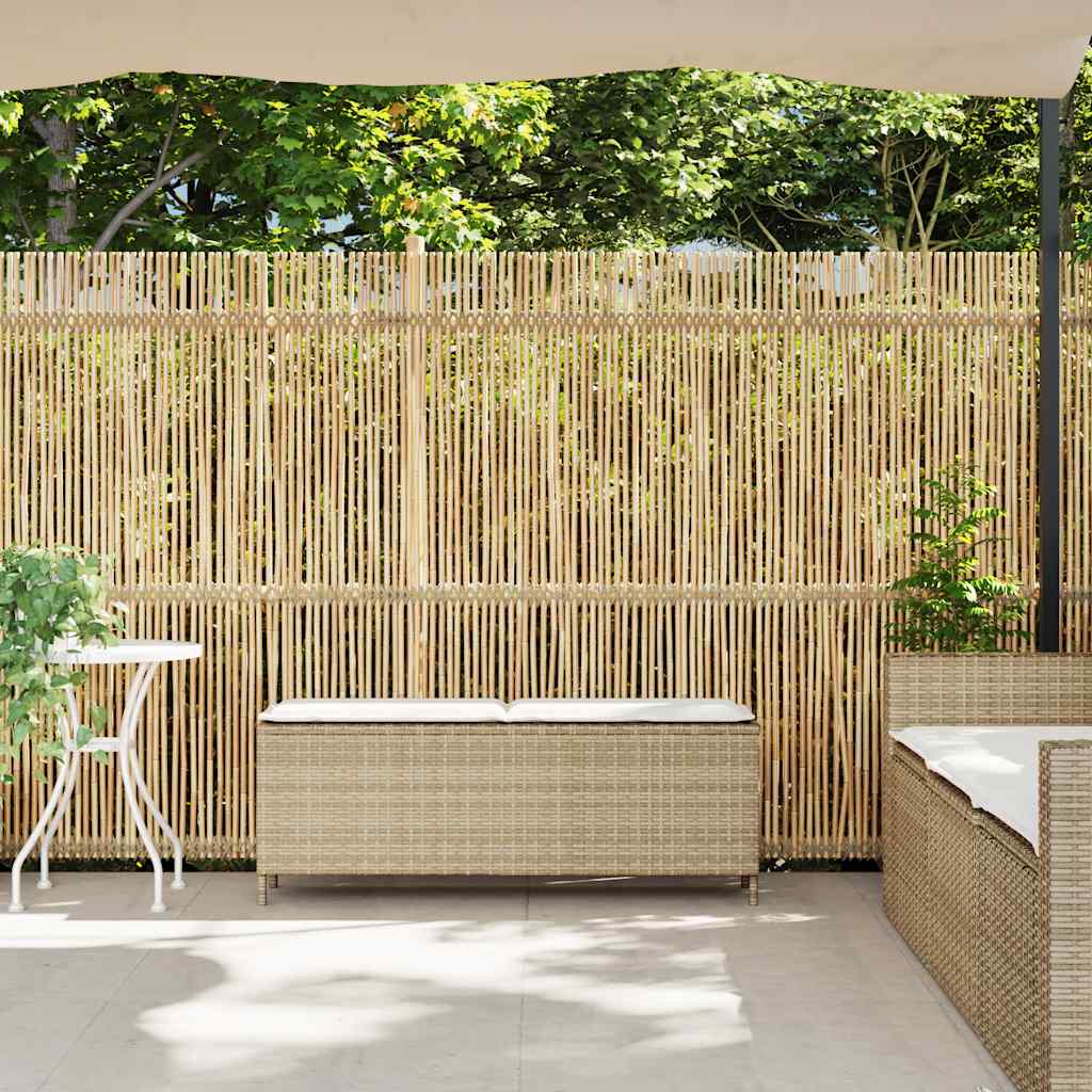 vidaXL Ławka ogrodowa z poduszką beżowa 110x30x40,5 cm polirattan