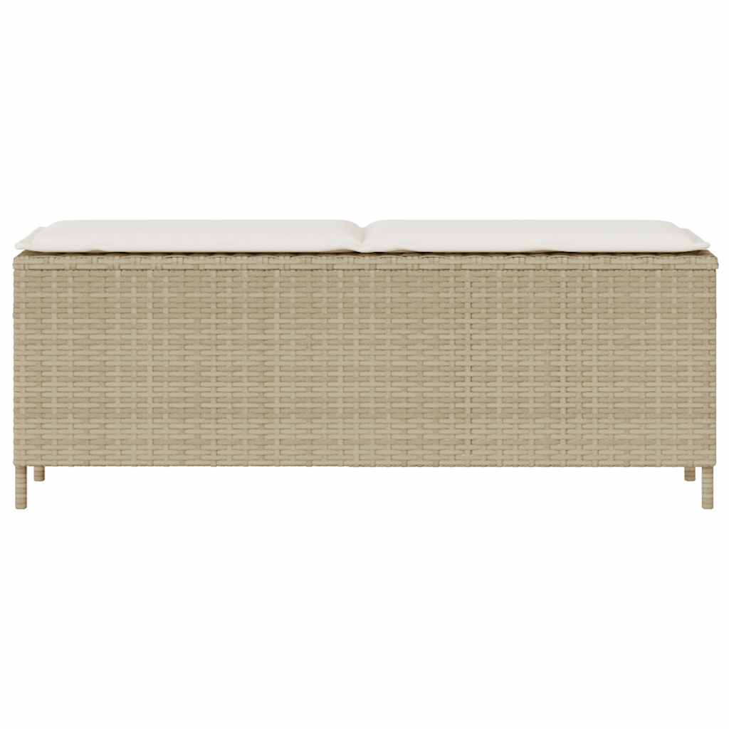 vidaXL Ławka ogrodowa z poduszką beżowa 110x30x40,5 cm polirattan